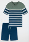 Schlafanzug kurz Ringel khaki - Casual Nightwear