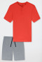 Schlafanzug kurz Knopfleiste Ringel hellrot - Casual Nightwear