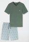 Pyjama korte v-hals palm kaki - 95/5