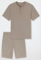 Short pyjamas with button placket clay - Fine Interlock