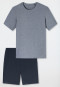 Schlafanzug kurz Streifen nachtblau - Selected Premium Jacquard
