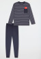 Schlafanzug lang Streifen graphit - Nightwear