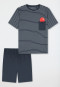 Schlafanzug kurz Streifen graphit - Nightwear