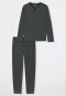 Long pyjamas with button placket dark green - Fine Interlock