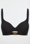 Bikini con strisce riciclate in jersey di conchiglia nero - Aqua