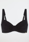 Bikini con ferretto in jersey riciclato a strisce nero - Aqua