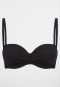 Bandeau bikini top with cup jersey recycled stripes black - aqua