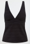 Tankini top jersey recycled stripes black - aqua
