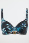 Bikini top met schelp jersey gerecycled palmbomen multicolour - Aqua