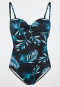 Badpak met schelp jersey gerecycled palm multicolour - Aqua