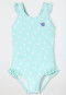 Knitwear swimsuit recycled SPF40+ polka dots turtle light green - aqua