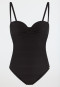 Swimsuit jersey recycled stripes black - aqua