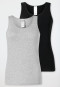 Trägertops 2er-Pack Spitze schwarz/ grau melange - Modern Multipacks