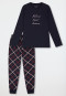 Schlafanzug lang Bündchen Karo nachtblau - Teens Nightwear
