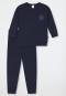 Schlafanzug lang Interlock Bündchen dunkelblau - Kids Nightwear