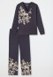 Lange pyjama v-hals bloemen grafiet - Comfort Interlock