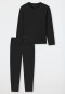 Pyjama lange jacquard knoopsluiting zwart - Modern Nightwear