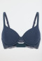 Bra with lace cups, deep blue - Unique Cotton