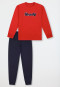 Schlafanzug lang Sweatware Bündchen rot - Teens Nightwear
