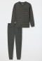 Pyjama lange interlock manchetten donkergroen patroon - Fine Interlock