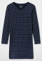 Nachthemd lange mouwen interlock donkerblauw geruit - Fine Interlock