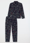 Pyjama lang Flanell dunkelblau bedruckt - X-Mas Family