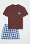 Schlafanzug kurz Surfer Karos havanna - Teens Nightwear
