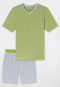 Short pyjamas striping V-neck grass green - 95/5