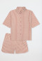 Pyjama korte geweven stof strepen terracotta - Selected Premium