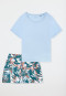 Schlafanzug kurz Palmen hellblau - Modern Nightwear
