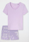 Schlafanzug kurz Interlock Blumen grün - Modern Nightwear