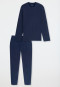 Lange pyjama met fijne rib-manchetten, deep sea blue - Selected Premium Warming