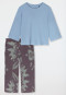 3/4-long Interlock Pyjamas, Grey-Blue - Modern Nightwear