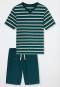 Schlafanzug kurz Ringel tiefseegrün - Casual Nightwear