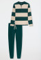 Pigiama lungo con polsini a righe, verde mare profondo - Casual Nightwear