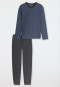 Pyjama long à encolure en V, rayures, denim délavé - Casual Nightwear