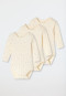 Lot de 3 bodys pour bébé à manches longues en maille côtelée fine, couleur crème - Bébé