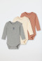 Lot de 3 bodys pour bébé à manches longues, côtelés brossés, multicolores - Bébé