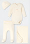 Ensemble pour nouveau-né : body croisé, pantalon, bonnet et écharpe, blanc crème - « Bébé »