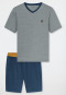 Korte pyjama met v-hals, streepjes, diepblauw - 95/5