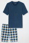 Schlafanzug kurz Karos deep blue - Casual Essentials
