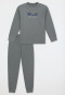 Schlafanzug lang Sweatware Bündchen salbei - Nightwear