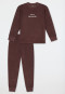 Lange pyjama van frottee met manchetten, cacaobruin - Nightwear