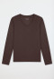 Long-Sleeve V-Neck Shirt, Deep Brown - Mix+ Relax
