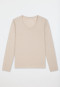 Long-Sleeve V-Neck Shirt in Bright Taupe - Mix+ Relax