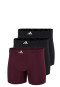 Aansluitende boxershorts lang met logo 3-pack Bordeaux/Zwart - ADIDAS