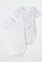 Infant bodysuit 2-pack short-sleeved unisex fine rib organic cotton printed white/gray - Original Classics