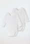 Onesies in a 2-pack long-sleeved unisex fine rib organic cotton printed white/gray - Original Classics