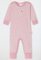 Baby onesie long bamboo vario button placket stripes flower pink - Natural Love