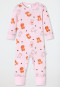 Baby onesie long fine rib organic cotton modal vario little bears hearts pink - Natural Love